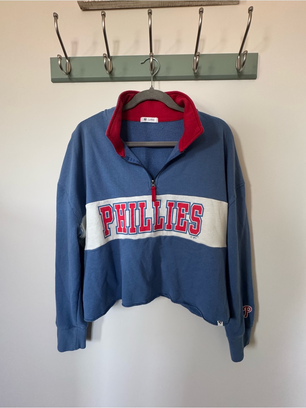47 Brand Blue Philadelphia Phillies 3/4 zip Pullover